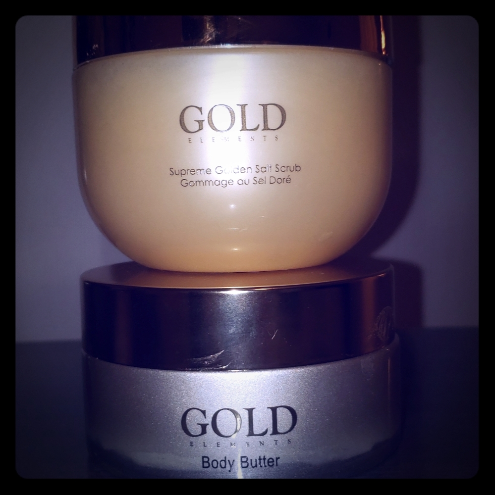 Gold Elements salt scrub and body butter